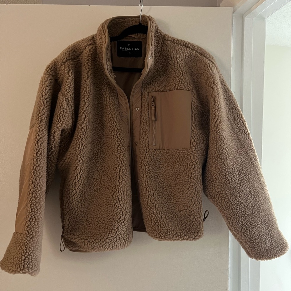 Fabletics Teddy Jacket in Tan- Never Worn
